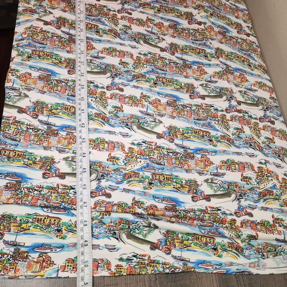 Vintage Karina Dress Italian Venice Scenic Print Vacation Boho Womens Large - Picture 14 of 16